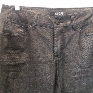 Beau Dawson Jeans Women 12 Petite Black Snake Print Skinny Stretch Midrise 31X28